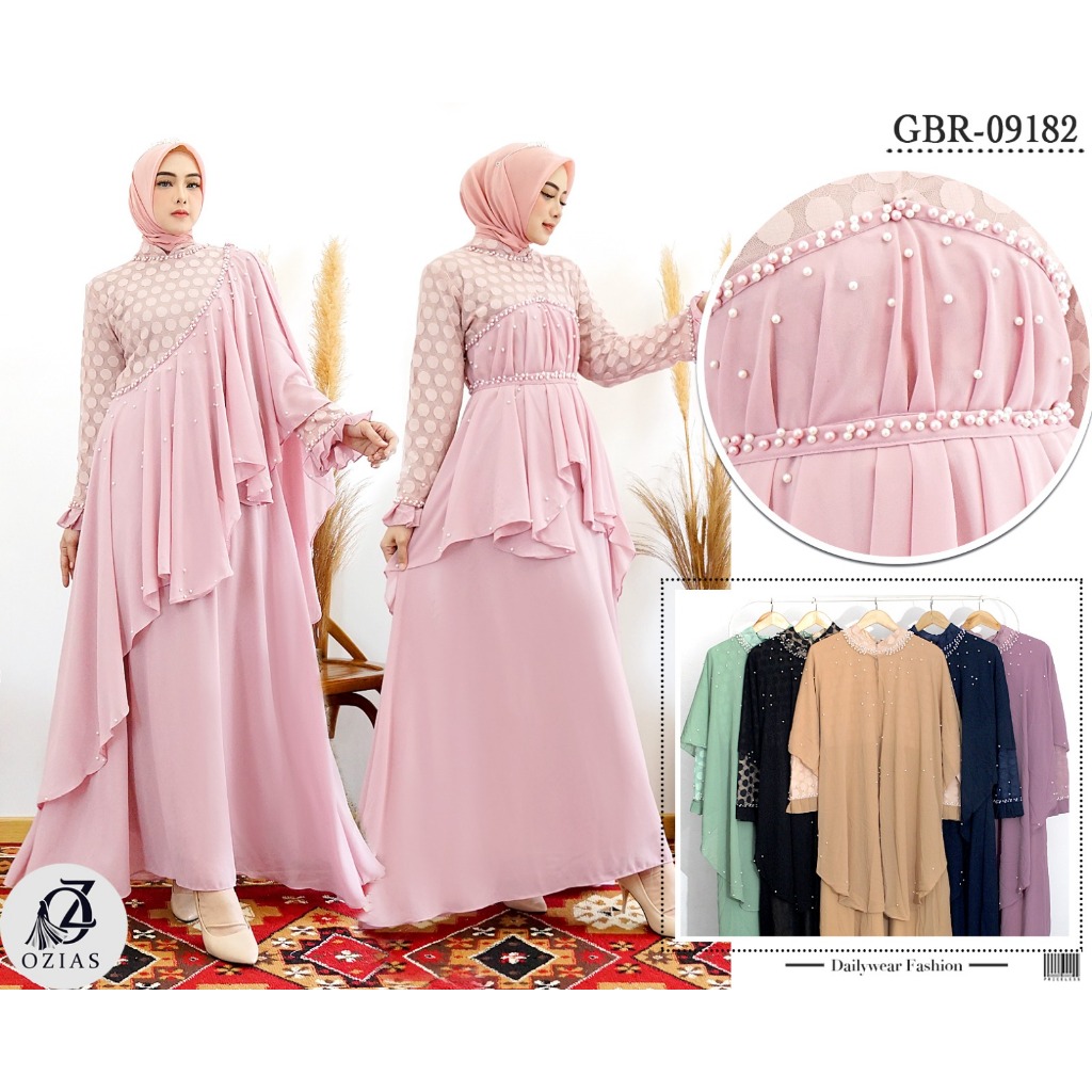 Ozias - Gamis Ceruty Polka 10 in 1 09182 LD 105 I Gamis Cantik Wanita I Gamis Muslimah