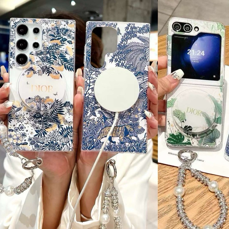 Branded Magnetic Dior Jungle Magsafe Soft Case Samsung Galaxy Z Flip 3 Z Flip 4 Z Flip 7 6 5 Z Flip 