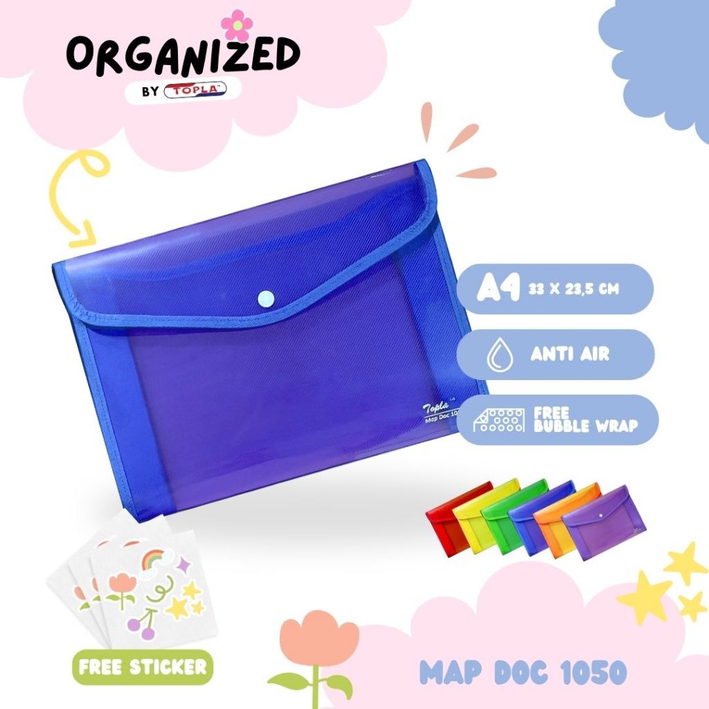 

Map Dokumen 1050 map folder organizer kertas kancing satu tebal ukuran A4 Topla