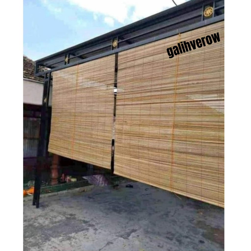 tirai bambu krey sawit outdoor termurah uk 2x2 + + tali kerekan / tirai bambu krey sawit outdoor ter