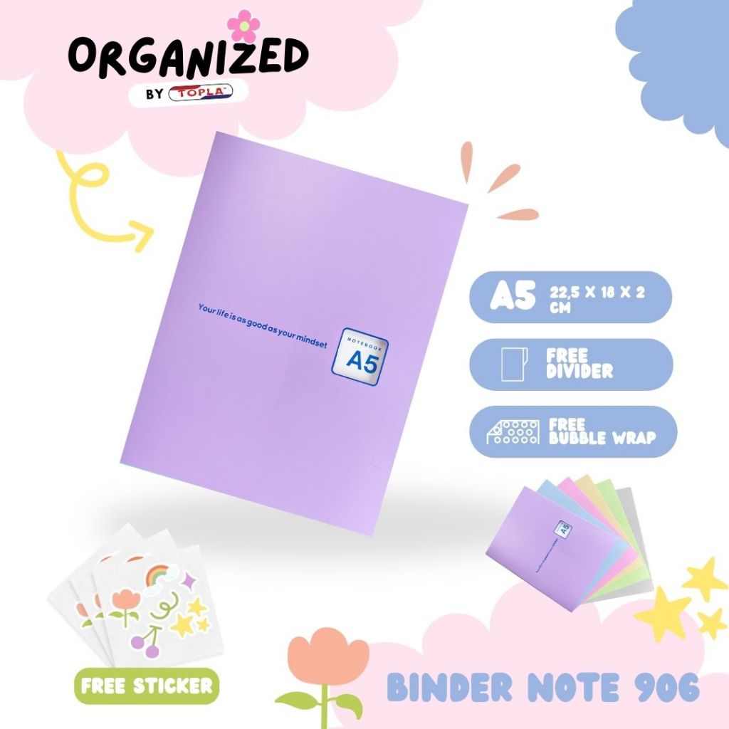 

Binder note 906 notebook buku catatan agenda journal sekolahan ukuran A5 20 ring Topla