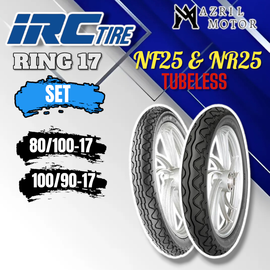 BAN VERZA MEGA PRO NEW DEPAN BELAKANG 80/100-17 100/90-17 (TUBELESS) IRC NF25 & NR25