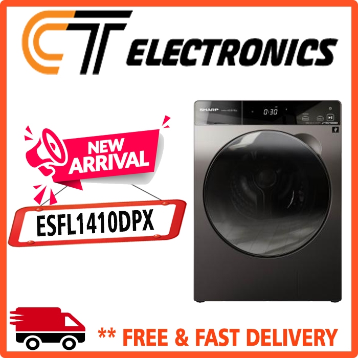 SHARP ES-FL1410DPX Mesin Cuci Sharp Front Loading Pro-flex Series Wash & Dry 10.5 Kg & 7 Kg ES-FL141