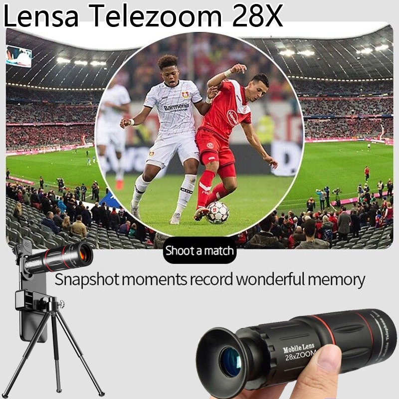 RB9 28x Lensa TeleZoom Hp Apexel Zoom Lensa Zoom Hp TeleZoom Dengan Tripod Zoom Lensa Teleskop
