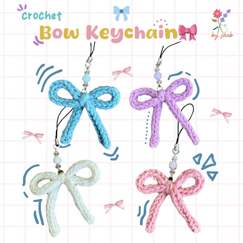 

BOW RIBBON CROCHET KEYCHAIN Gantungan Kunci Tas Pita Rajut