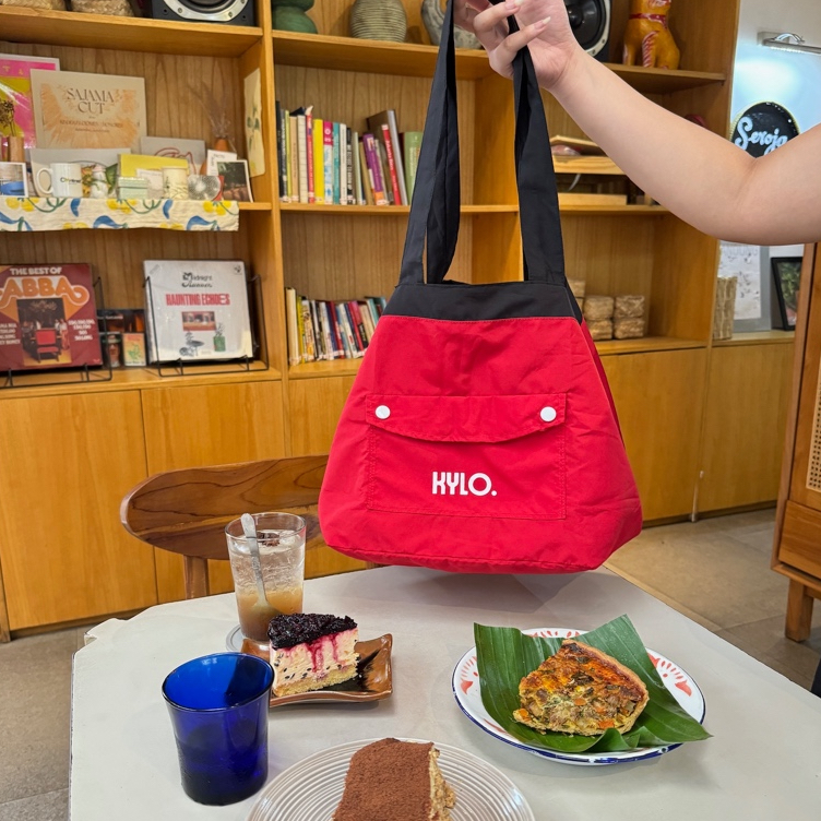 KYLO Nylon Tote Loose Bag Reversible and Foldable (CHERRY)