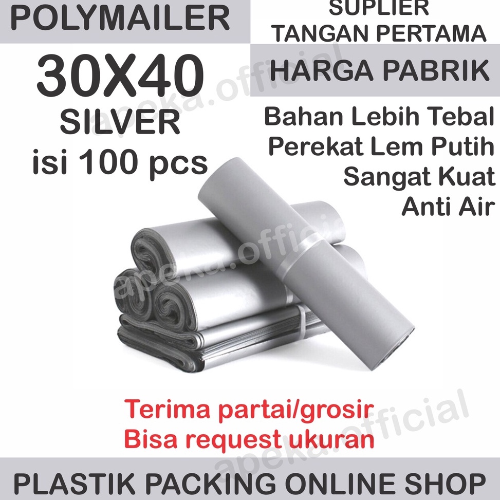 

KODE P8G Plastik Polymailer Polymer Polimer Packingan Online Shop Amplop Plastik Packing Olshop SILVER ABU ABU 3X4 CM isi 1 pcs
