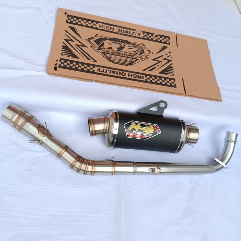 Knalpot Tri oval Original R2 Muffler GTX  Boreup Harian pemasangan standrt Jupiter z Robot Vega R ZR