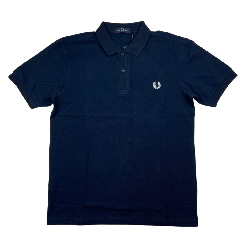 Fred Perry White Logo Polo T-Shirt Navy