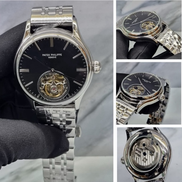 JAM TANGAN PRIA PATEK PHILIPPE SKELETON AUTOMATIC JAPAN AAA STEEL SILVER BLACK 42mm #Jamtanganpria #