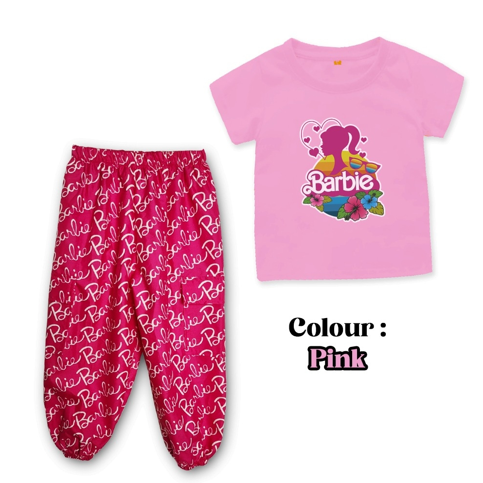 setelan anak perempuan 3-12 tahun//baju anak perempuam barbie celana berbie