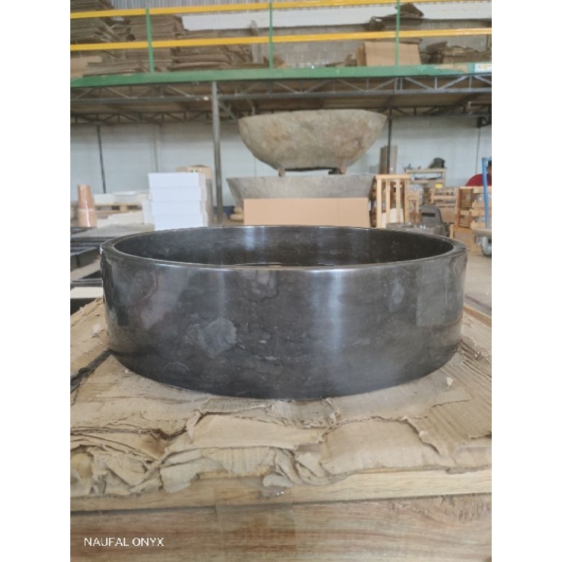 Wastafel Batu Marmer Hitam Bulat/Wastafel Cuci Tangan/Free Packing