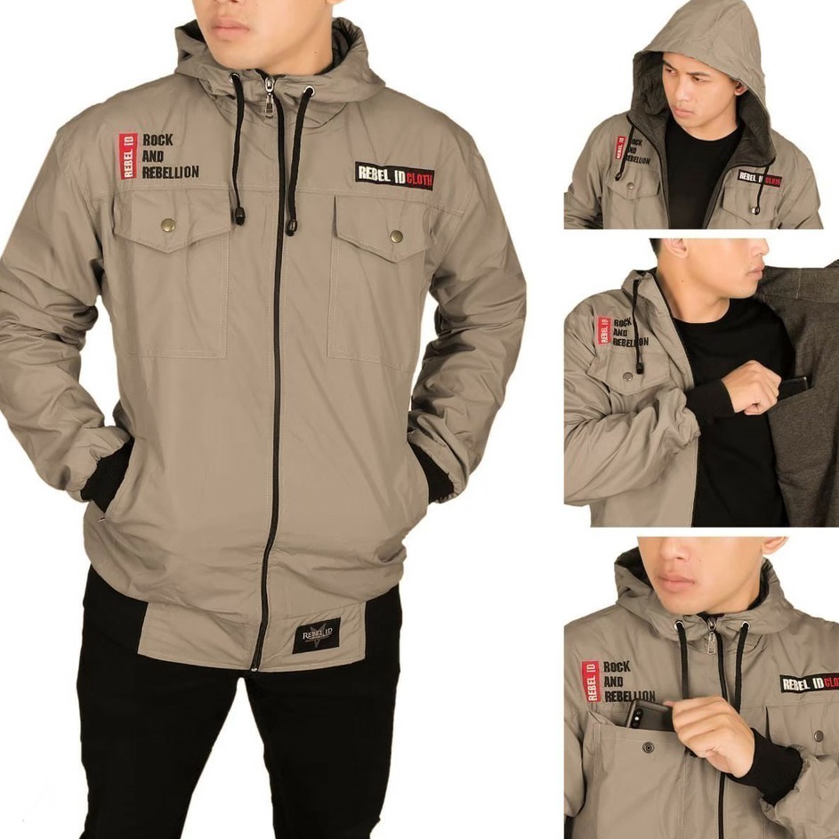 Potongan TERLARIS  AKN Jaket Semi Parka Taslan Original Rebel  Jaket parka  Jaket Motor BisaCOD