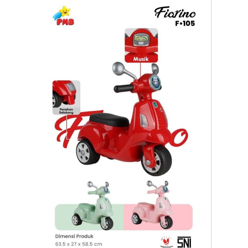 MAINAN ANAK RIDE ON FOOT TO FLOOR BALANCE BIKE PMB F105 FIORINO VESPA