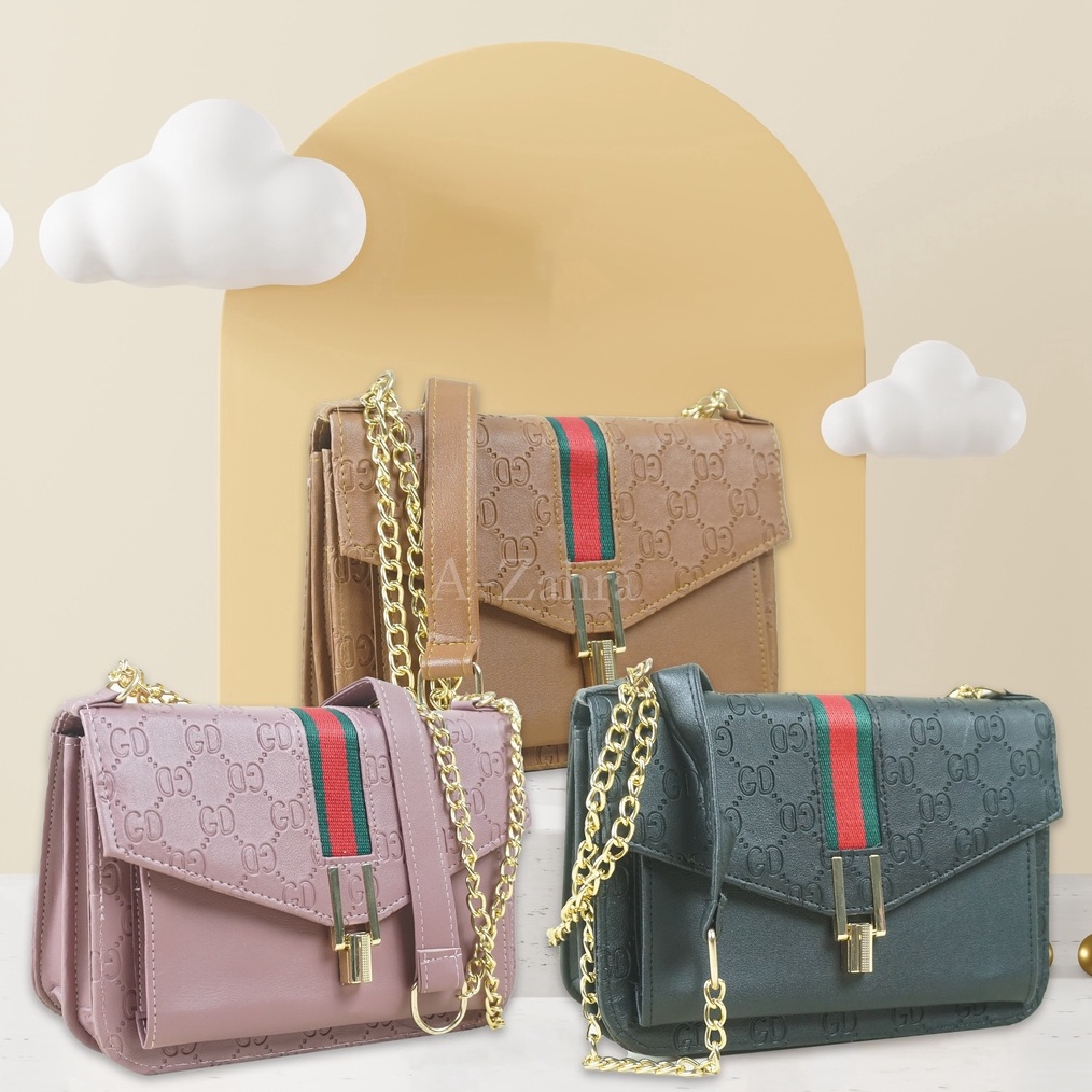 PROMO HARI INI AZAHRA 55 SLING BAG GD KANCING KETAPEL  TAS MOTIF GD  TAS BAHU GD TALI GOLD