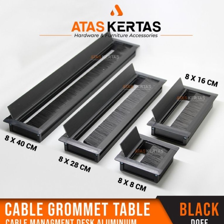 SALEE Aluminium gromet kabel meja  tutup lubang kabel meja kotak hitam