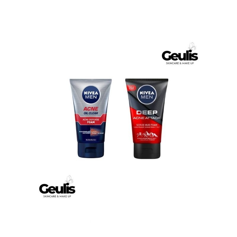 Nivea Men Acne Defense / DEEP ACNE ATTACK SCRUB MUD FOAM Facial Wash sabun cuci muka