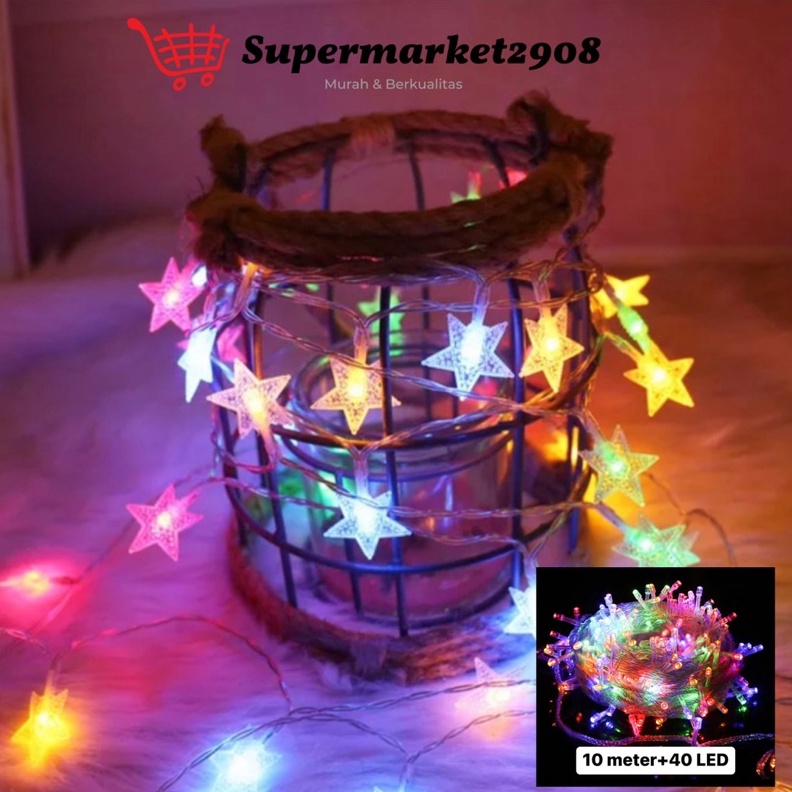 DIJAMIN MURAH 1 Meter Lampu Tumbler Natal Model Bintang Warna Warni Hias LED Natal Tahan Air