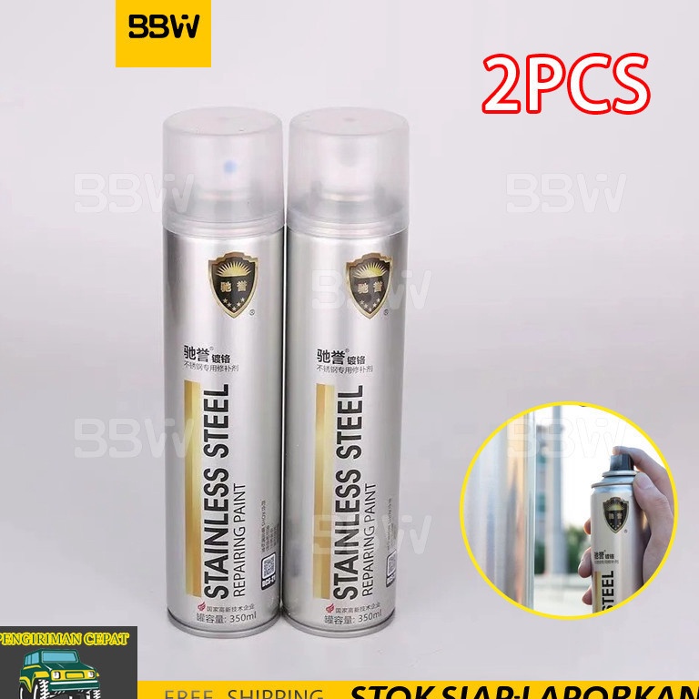 

KODE S1W9 2Pcs 35 ML Cat Semprot Chrome Sapporo Chrome Spray Paint Anti Karat Warna Stainless putih pernis doff metalik grey