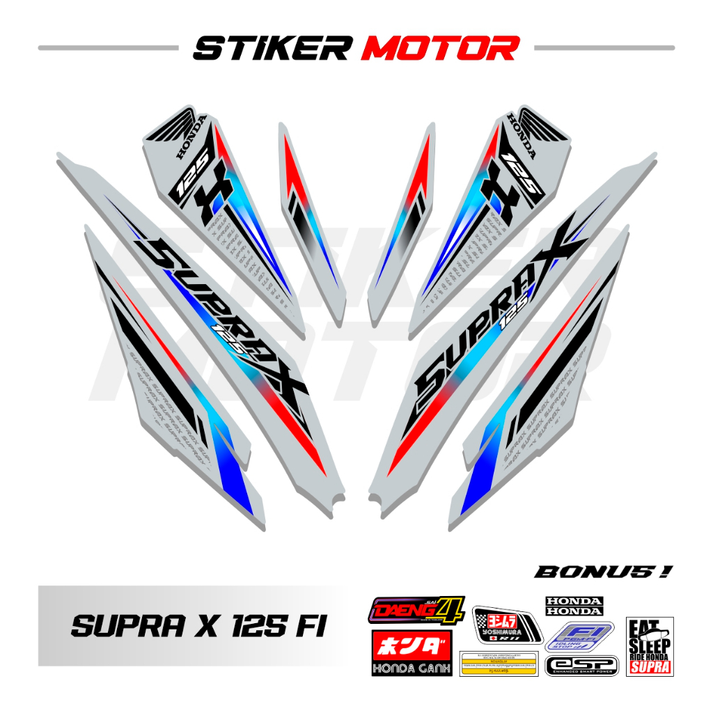 SP52 Striping Stiker Supra X 125 Fi Variasi Simpel Garis Sticker Motor Honda Supra X 125 New Injeksi