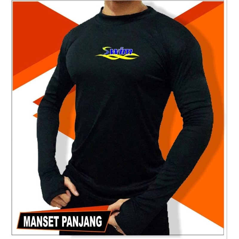 Baju Pria Renang Lengan Panjang Base Layer Sport Manset Olahraga BaseLayer