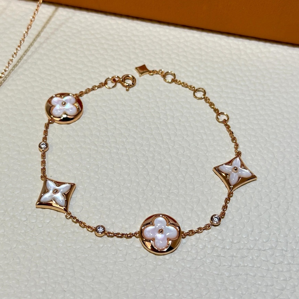 [100% Original/18K emas asli]LV Louis Vuitton color blossom Gelang Berlian Wanita emas 18K/18K Rose 