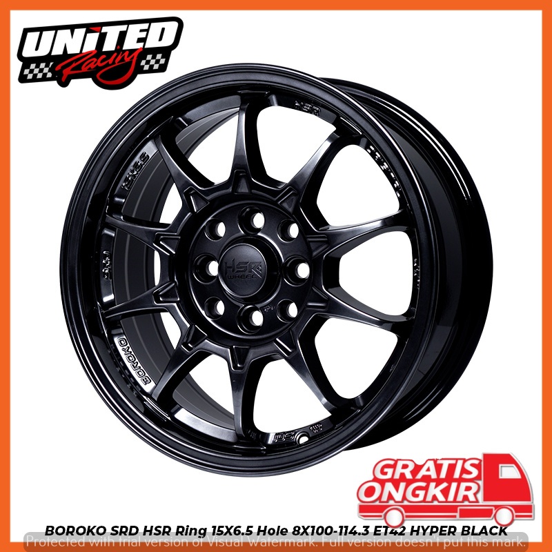 BAN MOBIL AVANZA XENIA RING 15 HSR BOROKO SRD BLACK CHROME R15 PELEK CE28 HYPER BLACK