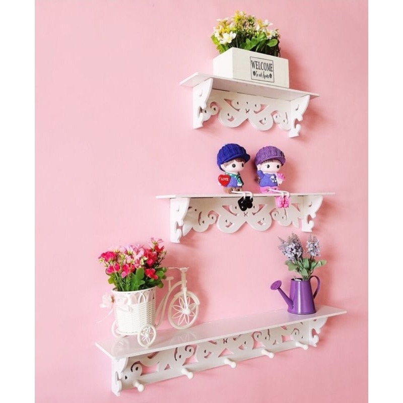 RAK PAJANGAN DINDING VINTAGE SET 3 SUSUN HOME SWEET HOME