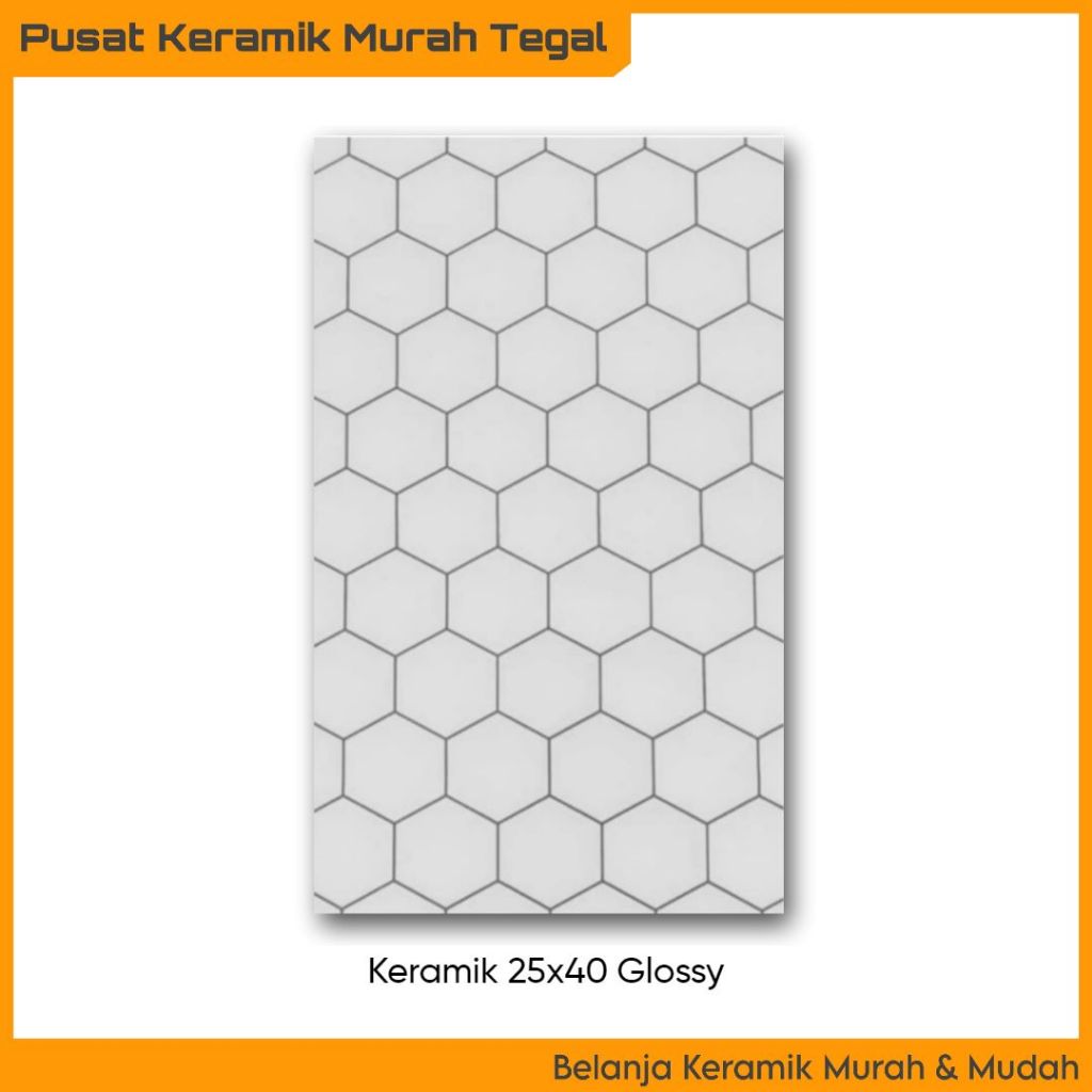 Keramik Dinding Mengkilap 25x40 Hexagon Black Motif (Tegal Brebes Pemalang Slawi)