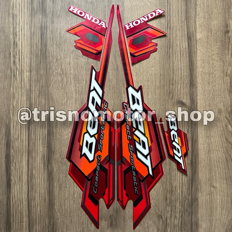 Striping Honda Beat Karbu standar 2008 warna merah | stiker beat karbu