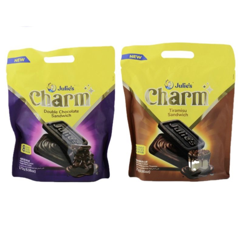 

biskuit julie's charm double coklat dan tiramisu 86gr