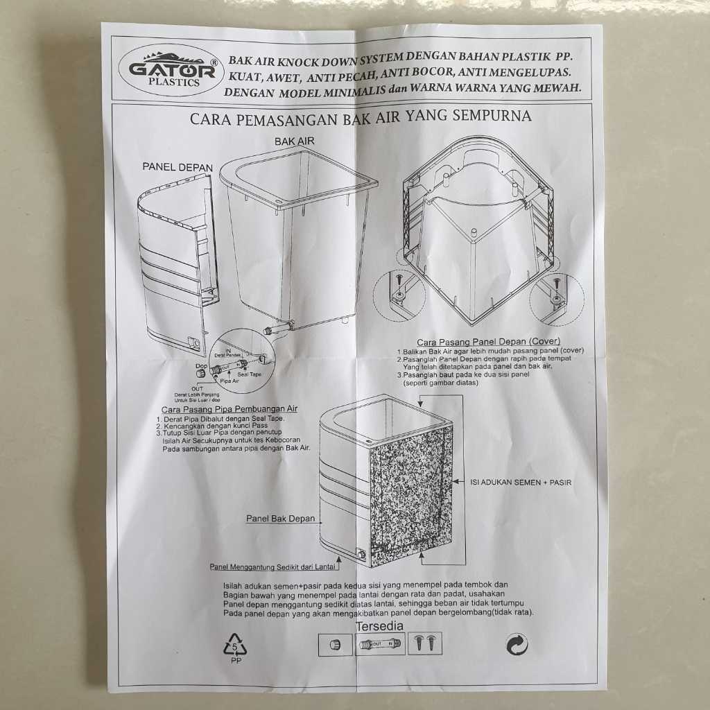 Bak Air Gator - Merk Gator - Bak Mandi PVC