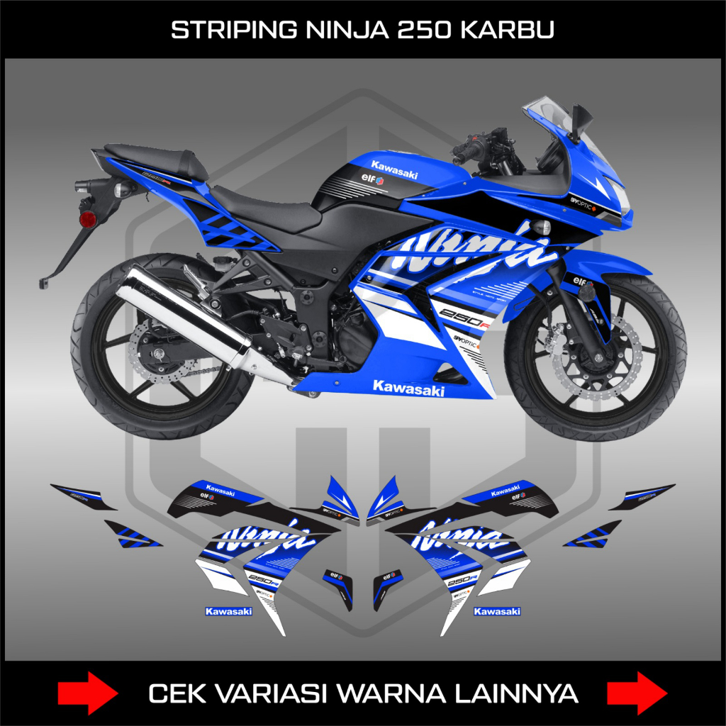 STRIPING NINJA 250 KARBU / STIKER DECAL MOTOR KAWASAKI NINJA 250 KARBURATOR, NINJA KARBU, NINJA 4TAK