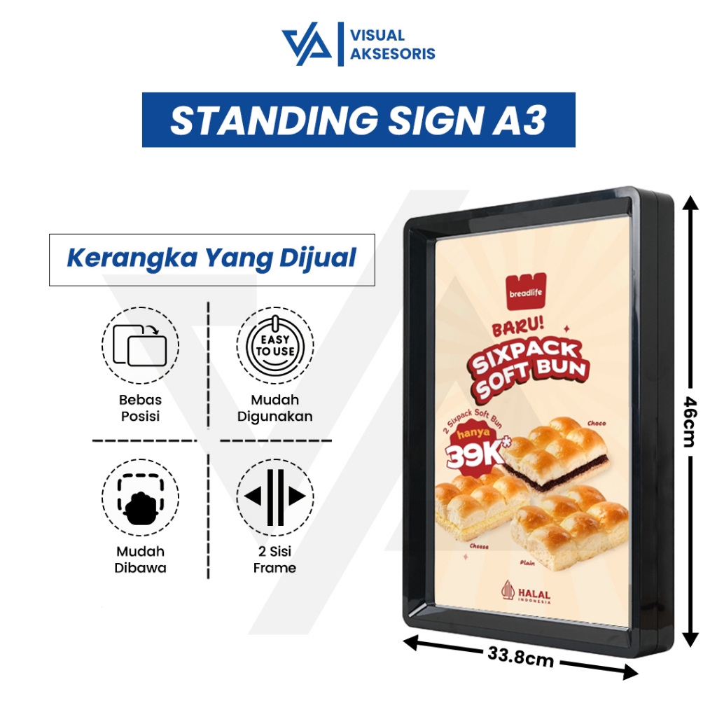 

【UHOO】Standing Sign / Display Brosur / Tent Card / Bingkai Foto / Stand Menu Akrilik – A3