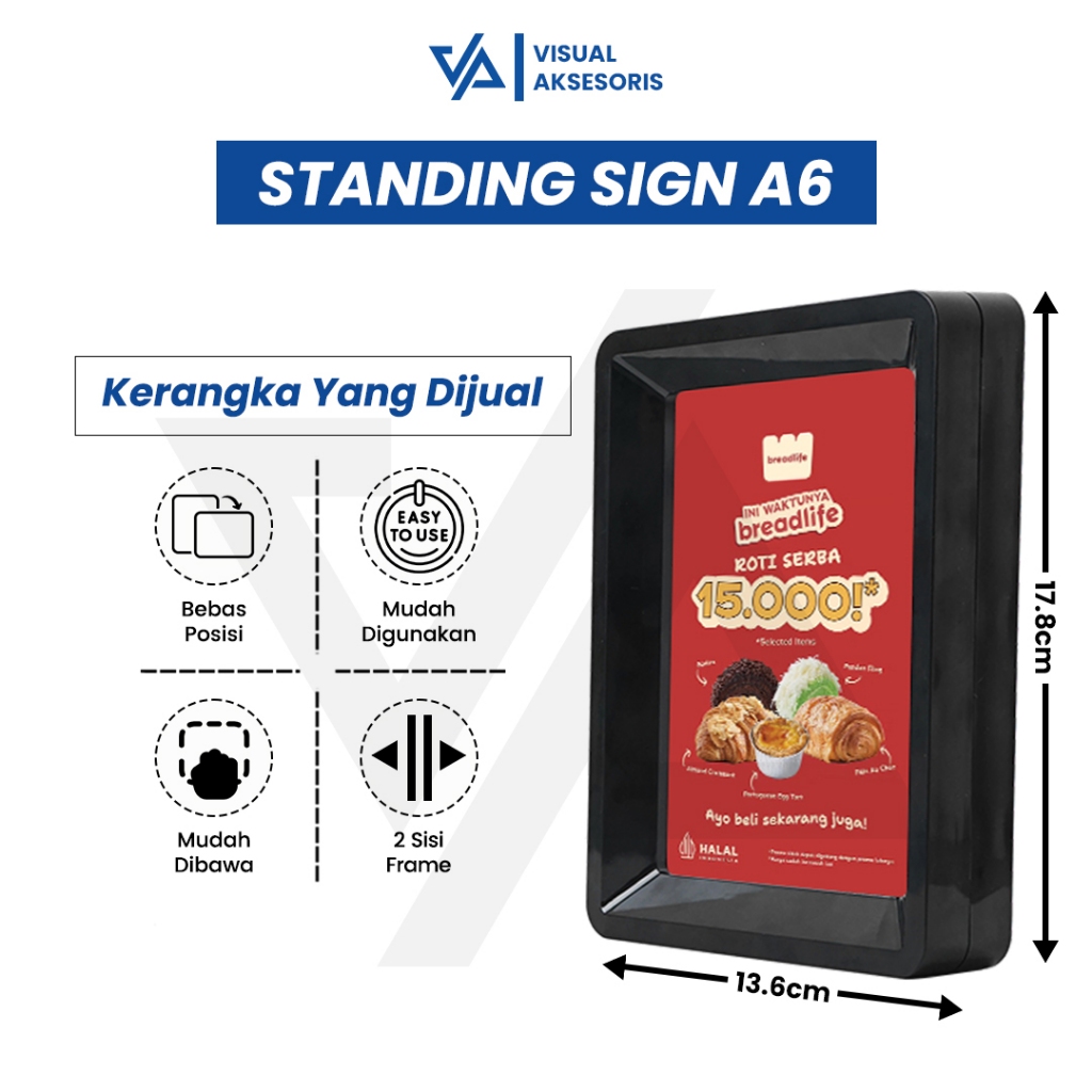 

【UHOO】Standing Sign / Display Brosur / Tent Card / Bingkai Foto / Stand Menu Akrilik – A6