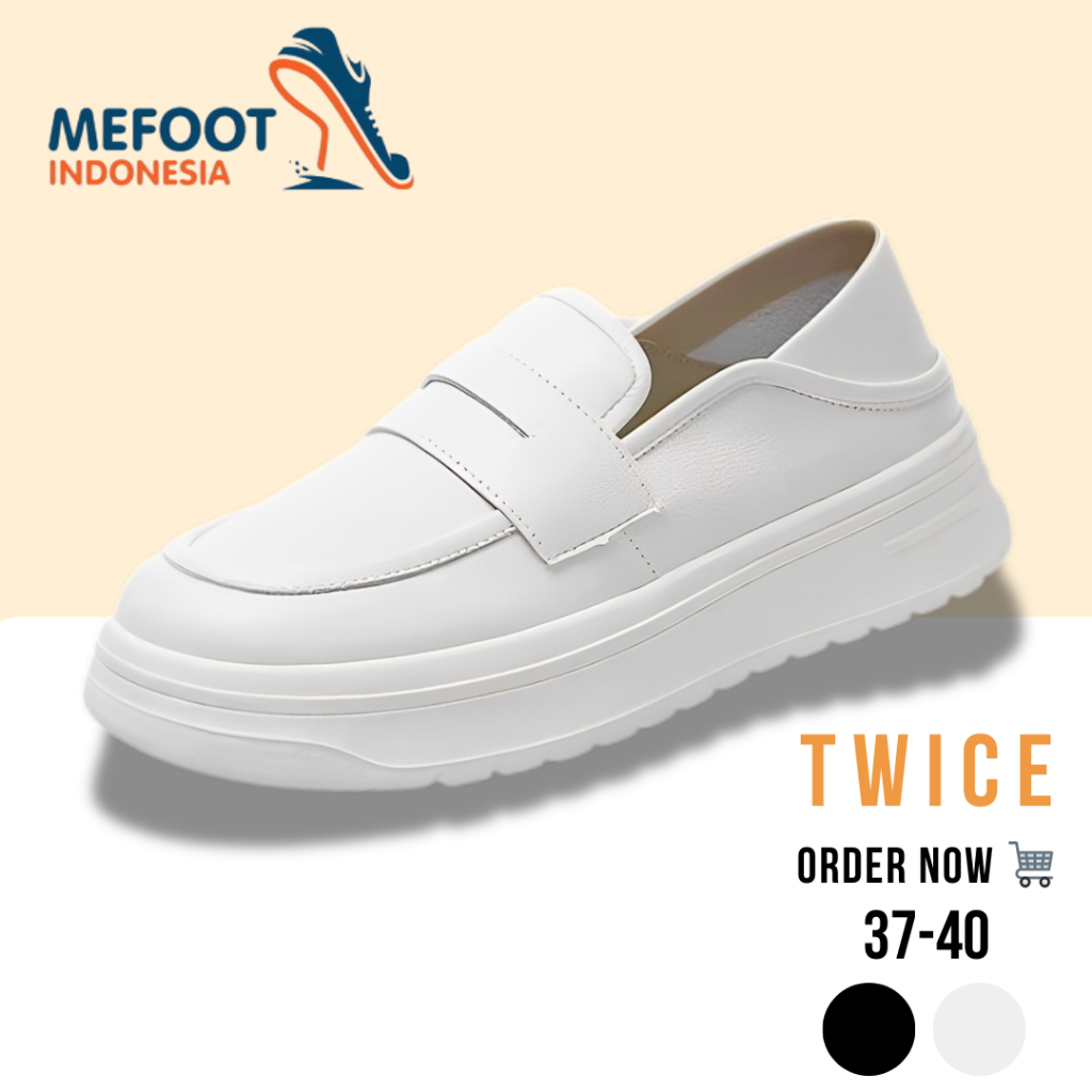 MFI TWICE Free Box Sepatu Wanita Sneakers Formal Casual Shoes Slip On Warna HItam Dan Putih Polos Un