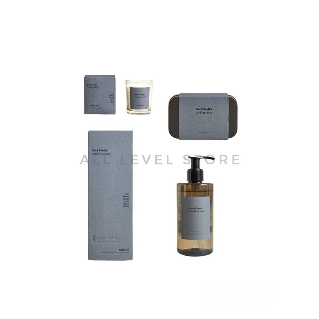 Zara Home Black Vanilla Medium Gift Set of Body Care, Candle, Car Fragrance and Diffuser