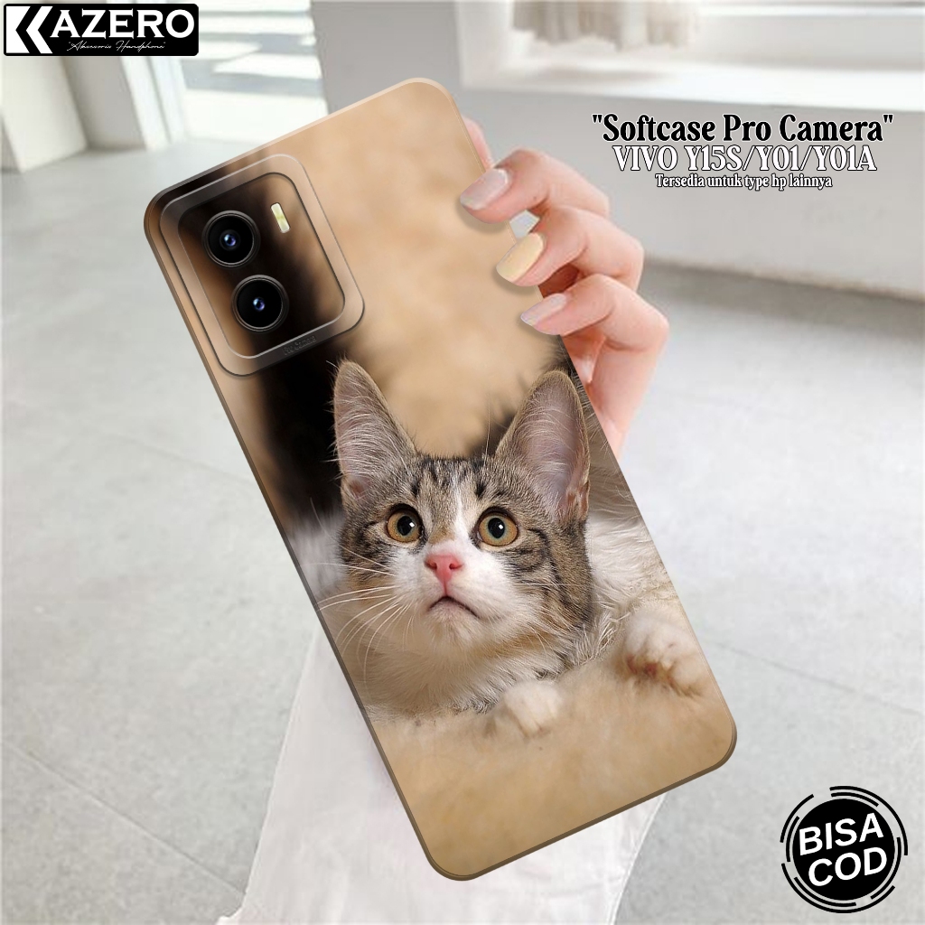 Case Hp Vivo Y15S/Y01 Terbaru - Case Kucing - Soft Macaron Pro Camera - Softcase Vivo Y15S/Y01 Terba