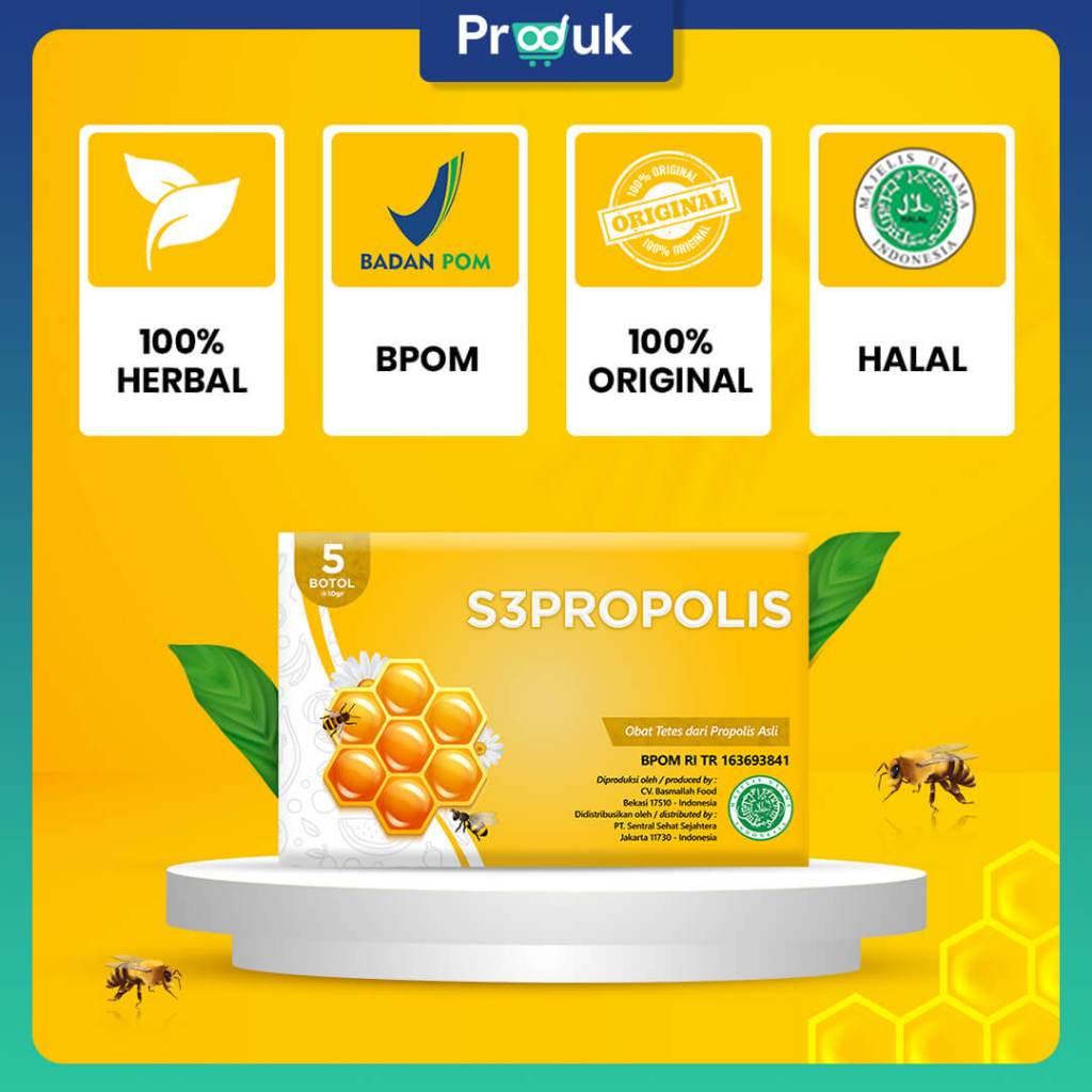 PROPOLIS KESEHATAN S3PROPOLIS | S3 Propolis ASLI | 1 BOX lSI 5 BTL