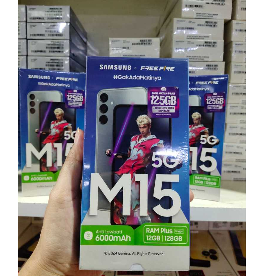 Samsung Galaxy M15 5G  RAM 6+6 (12) DAN ROM  (12 GB) baterai  6000 anti lowbatt Garansi Resmi SAMSUN