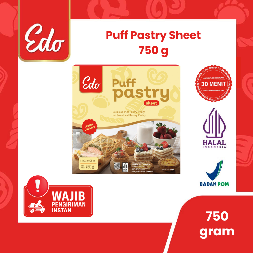 

Edo Puff Pastry 750 Gr Kulit Pastry Zuppa Frozen Siap Pakai