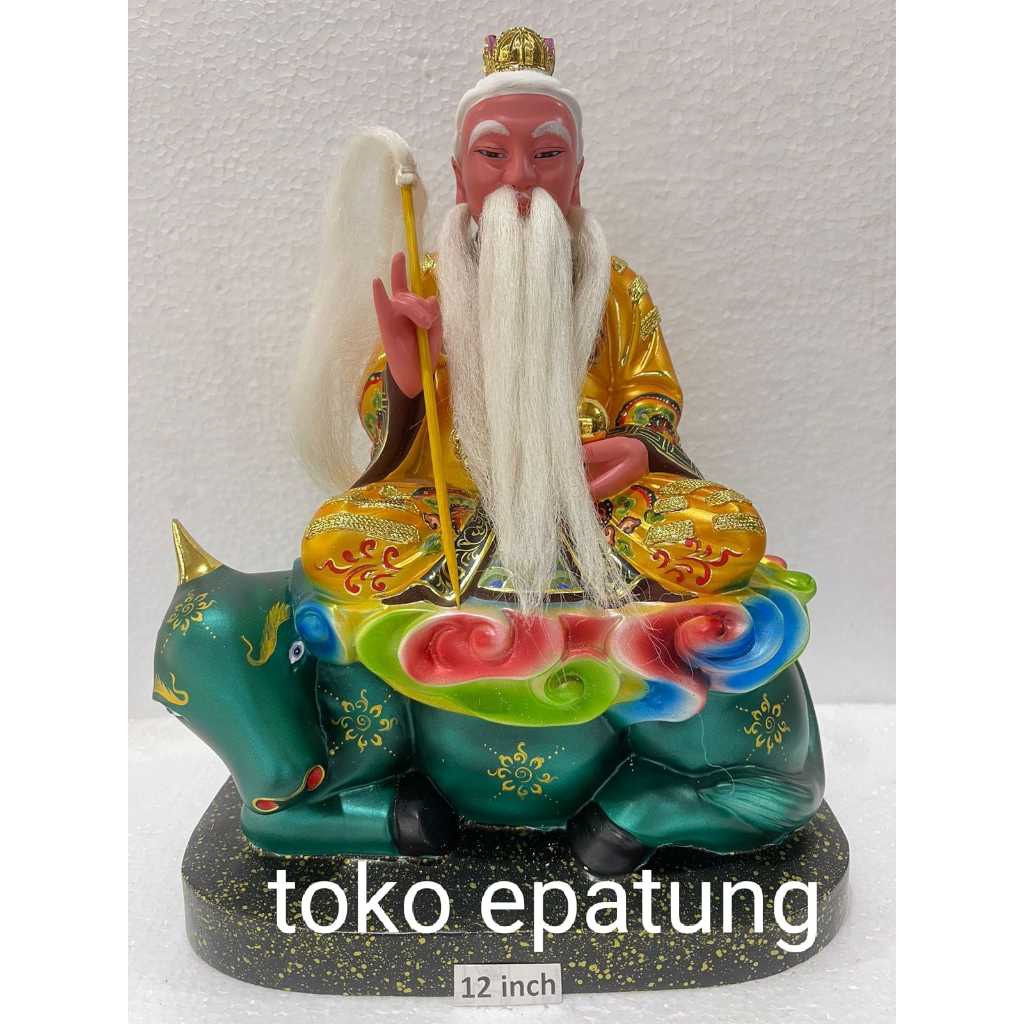 patung dewa thai shang / thai siong -kerbau - kayu - 12 inch - l24