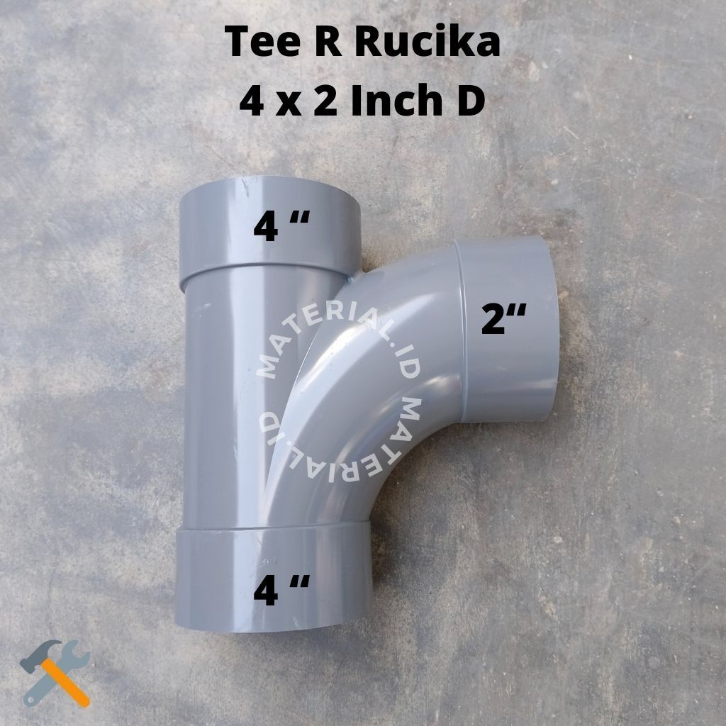 Tee R 4 x 2" inch D  Large Radius/ T  Belok  in D RUCIKA Sambungan Pipa Fitting Keni Sok Cabang 3 Pe