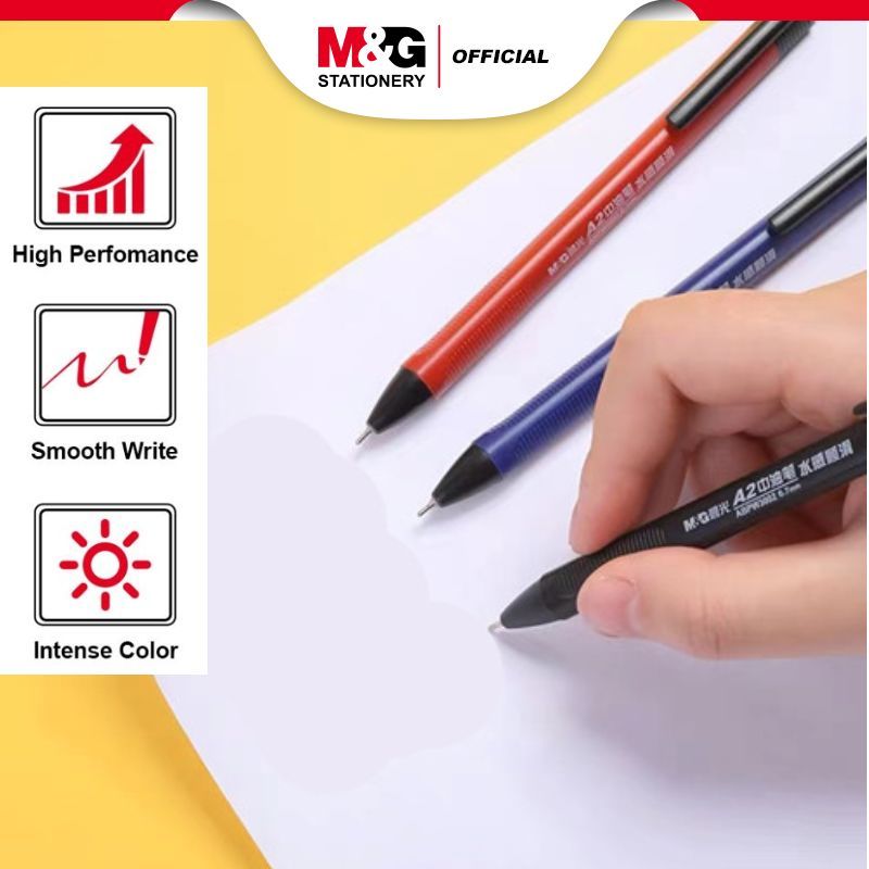 

M&G Ballpoint Pen 0.7 mm Semi Gel Pen untuk Menulis Lebih Halus Warna Merah dan Biru 5 8 10 pcs