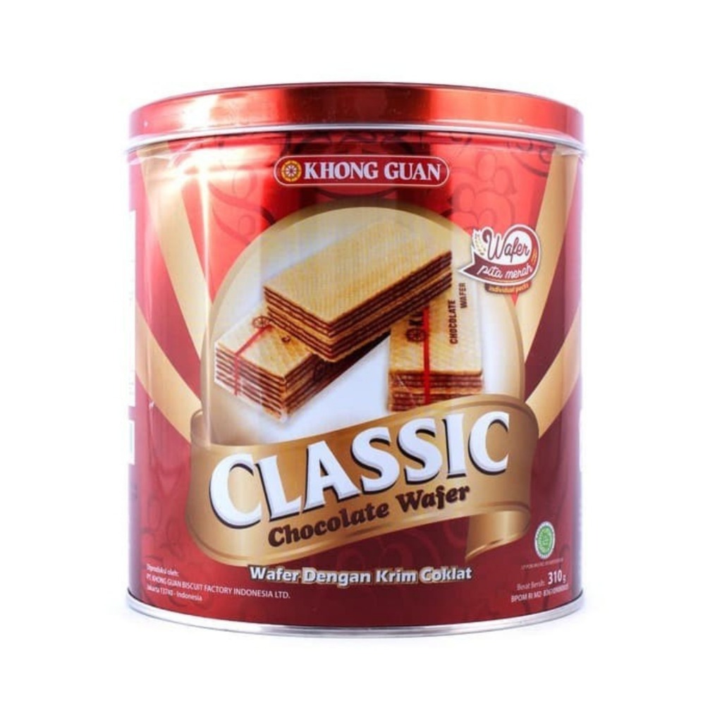 

Khong Guan Wafer CLASSIC 310gr Tin Chocolate Wafer Krim Coklat Kemasan Kaleng Khongguan