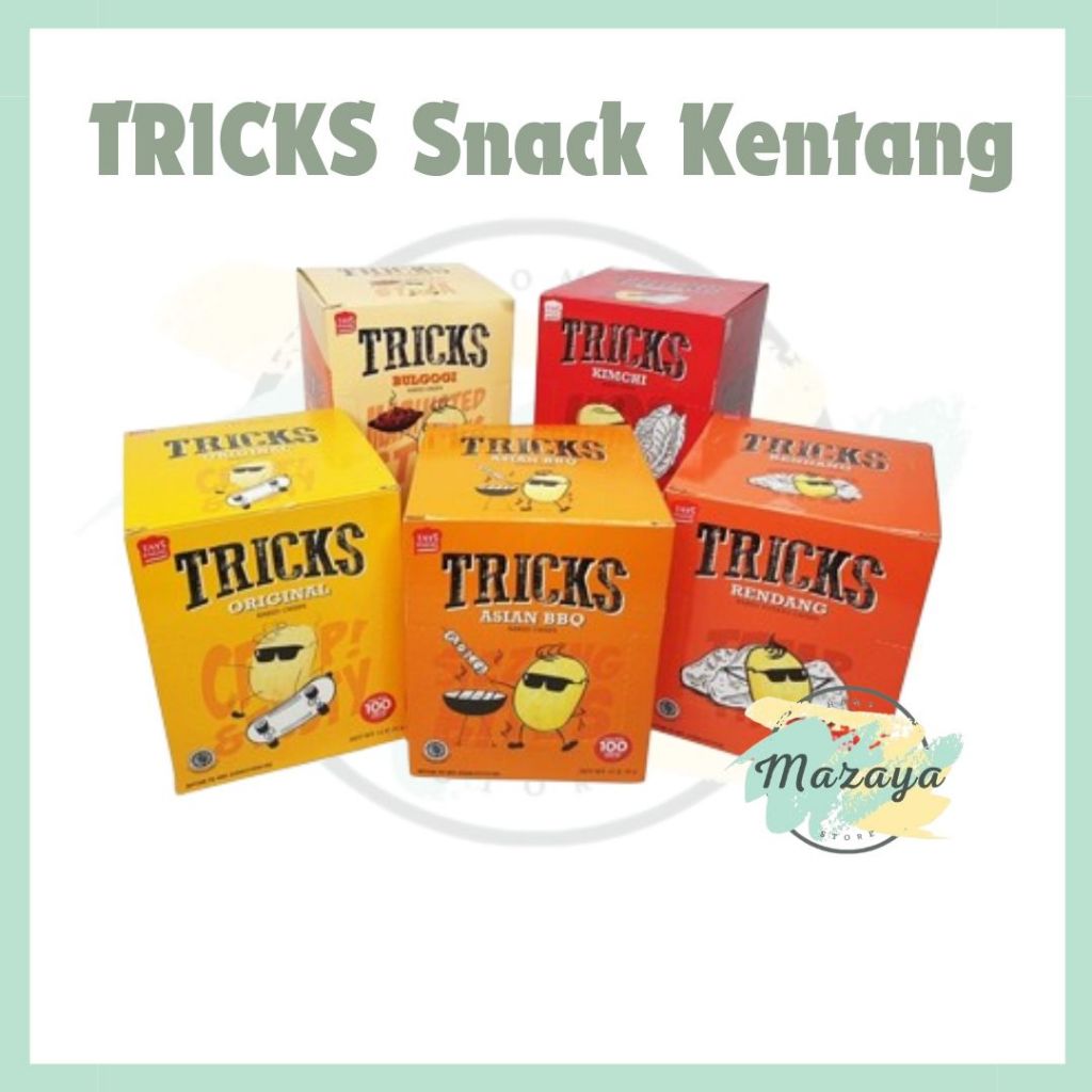 

TRICKS CRISPS SNACK KENTANG RASA ORIGINAL | KIMCHI | ASIAN BBQ | RENDANG | BULGOGI ISI 10 PCS X 18 GRAM