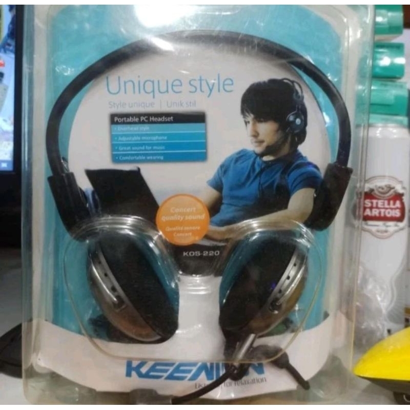 headset KEENION KOS 220 headphone merk kenion kos-220 dengerin musik lagu earphone music suara gamin