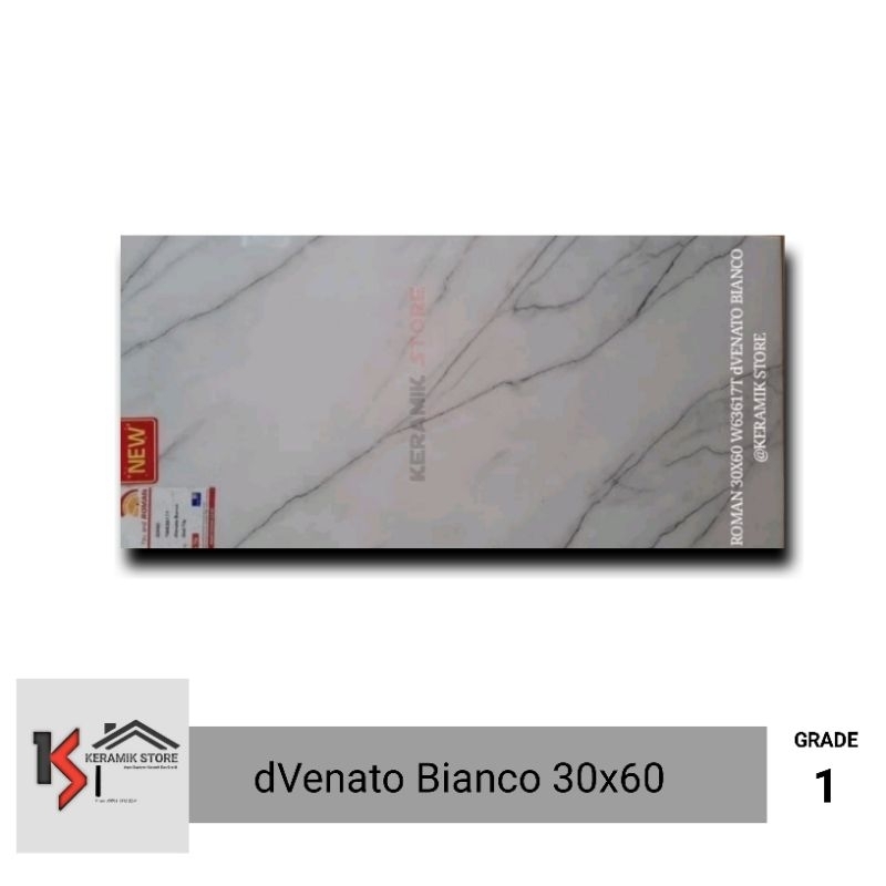 Keramik Dinding Roman 30x60 (Glossy) dVenato Bianco W63617T