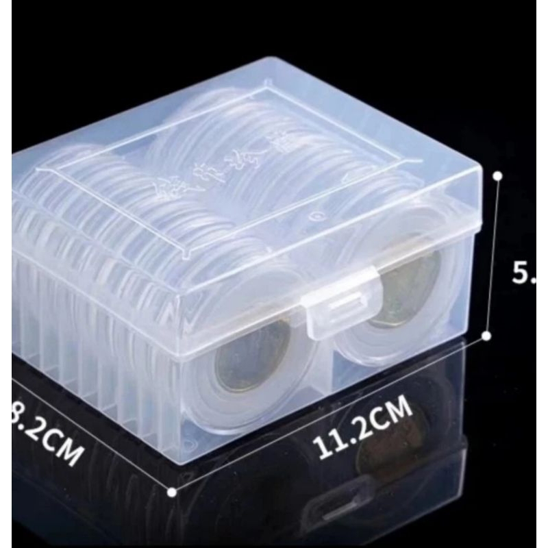 pelindung koin kapsul coin bulat 46mm transparan busa box plastik