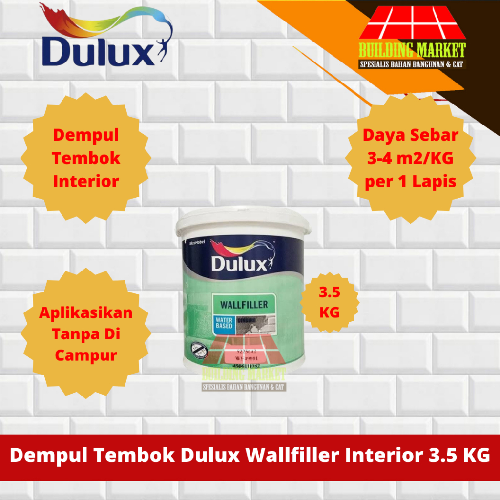 DEMPUL TEMBOK PLAMIR PLAMUR TEMBOK DULUX INTERIOR 3.5 KG